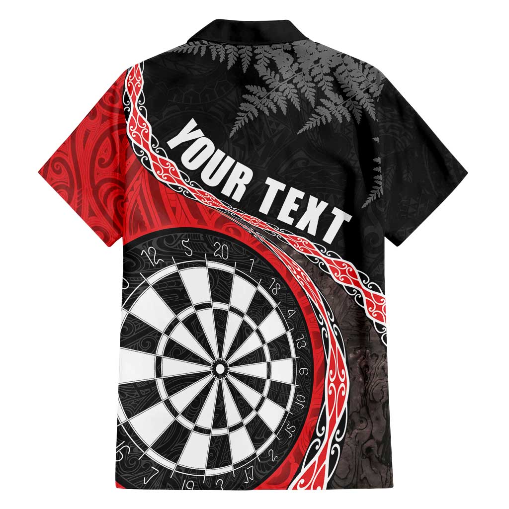 Personalised New Zealand Darts Family Matching Long Sleeve Bodycon Dress and Hawaiian Shirt Koru Tribal Tattoo and Silver Fern Maori Pattern Red Color