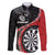 Personalised New Zealand Darts Family Matching Long Sleeve Bodycon Dress and Hawaiian Shirt Koru Tribal Tattoo and Silver Fern Maori Pattern Red Color