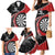 Personalised New Zealand Darts Family Matching Mermaid Dress and Hawaiian Shirt Koru Tribal Tattoo and Silver Fern Maori Pattern Red Color