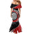 Personalised New Zealand Darts Family Matching Mermaid Dress and Hawaiian Shirt Koru Tribal Tattoo and Silver Fern Maori Pattern Red Color