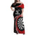 Personalised New Zealand Darts Family Matching Off Shoulder Maxi Dress and Hawaiian Shirt Koru Tribal Tattoo and Silver Fern Maori Pattern Red Color