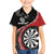 Personalised New Zealand Darts Family Matching Puletasi and Hawaiian Shirt Koru Tribal Tattoo and Silver Fern Maori Pattern Red Color