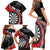 Personalised New Zealand Darts Family Matching Short Sleeve Bodycon Dress and Hawaiian Shirt Koru Tribal Tattoo and Silver Fern Maori Pattern Red Color