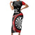 Personalised New Zealand Darts Family Matching Short Sleeve Bodycon Dress and Hawaiian Shirt Koru Tribal Tattoo and Silver Fern Maori Pattern Red Color