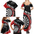 Personalised New Zealand Darts Family Matching Summer Maxi Dress and Hawaiian Shirt Koru Tribal Tattoo and Silver Fern Maori Pattern Red Color