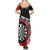 Personalised New Zealand Darts Family Matching Summer Maxi Dress and Hawaiian Shirt Koru Tribal Tattoo and Silver Fern Maori Pattern Red Color