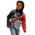 Personalised New Zealand Darts Kid Hoodie Koru Tribal Tattoo and Silver Fern Maori Pattern Red Color