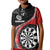 Personalised New Zealand Darts Kid Polo Shirt Koru Tribal Tattoo and Silver Fern Maori Pattern Red Color