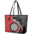 Personalised New Zealand Darts Leather Tote Bag Koru Tribal Tattoo and Silver Fern Maori Pattern Red Color