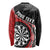 Personalised New Zealand Darts Long Sleeve Shirt Koru Tribal Tattoo and Silver Fern Maori Pattern Red Color