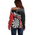 Personalised New Zealand Darts Off Shoulder Sweater Koru Tribal Tattoo and Silver Fern Maori Pattern Red Color