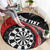 Personalised New Zealand Darts Round Carpet Koru Tribal Tattoo and Silver Fern Maori Pattern Red Color