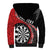 Personalised New Zealand Darts Sherpa Hoodie Koru Tribal Tattoo and Silver Fern Maori Pattern Red Color