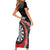 Personalised New Zealand Darts Short Sleeve Bodycon Dress Koru Tribal Tattoo and Silver Fern Maori Pattern Red Color