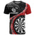 Personalised New Zealand Darts T Shirt Koru Tribal Tattoo and Silver Fern Maori Pattern Red Color