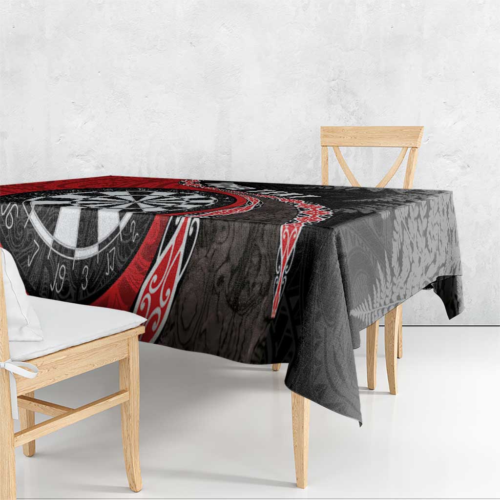 Personalised New Zealand Darts Tablecloth Koru Tribal Tattoo and Silver Fern Maori Pattern Red Color LT03 - Polynesian Pride