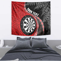 Personalised New Zealand Darts Tapestry Koru Tribal Tattoo and Silver Fern Maori Pattern Red Color
