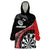 Personalised New Zealand Darts Wearable Blanket Hoodie Koru Tribal Tattoo and Silver Fern Maori Pattern Red Color