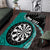 Personalised New Zealand Darts Area Rug Koru Tribal Tattoo and Silver Fern Maori Pattern Teal Color