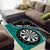 Personalised New Zealand Darts Area Rug Koru Tribal Tattoo and Silver Fern Maori Pattern Teal Color