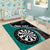 Personalised New Zealand Darts Area Rug Koru Tribal Tattoo and Silver Fern Maori Pattern Teal Color