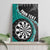 Personalised New Zealand Darts Canvas Wall Art Koru Tribal Tattoo and Silver Fern Maori Pattern Teal Color