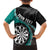 Personalised New Zealand Darts Family Matching Long Sleeve Bodycon Dress and Hawaiian Shirt Koru Tribal Tattoo and Silver Fern Maori Pattern Teal Color