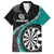 Personalised New Zealand Darts Family Matching Long Sleeve Bodycon Dress and Hawaiian Shirt Koru Tribal Tattoo and Silver Fern Maori Pattern Teal Color