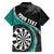 Personalised New Zealand Darts Family Matching Long Sleeve Bodycon Dress and Hawaiian Shirt Koru Tribal Tattoo and Silver Fern Maori Pattern Teal Color