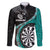 Personalised New Zealand Darts Family Matching Long Sleeve Bodycon Dress and Hawaiian Shirt Koru Tribal Tattoo and Silver Fern Maori Pattern Teal Color