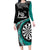 Personalised New Zealand Darts Family Matching Long Sleeve Bodycon Dress and Hawaiian Shirt Koru Tribal Tattoo and Silver Fern Maori Pattern Teal Color