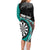 Personalised New Zealand Darts Family Matching Long Sleeve Bodycon Dress and Hawaiian Shirt Koru Tribal Tattoo and Silver Fern Maori Pattern Teal Color