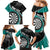 Personalised New Zealand Darts Family Matching Mermaid Dress and Hawaiian Shirt Koru Tribal Tattoo and Silver Fern Maori Pattern Teal Color