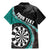 Personalised New Zealand Darts Family Matching Mermaid Dress and Hawaiian Shirt Koru Tribal Tattoo and Silver Fern Maori Pattern Teal Color