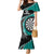 Personalised New Zealand Darts Family Matching Mermaid Dress and Hawaiian Shirt Koru Tribal Tattoo and Silver Fern Maori Pattern Teal Color