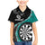 Personalised New Zealand Darts Family Matching Mermaid Dress and Hawaiian Shirt Koru Tribal Tattoo and Silver Fern Maori Pattern Teal Color