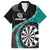 Personalised New Zealand Darts Family Matching Off Shoulder Maxi Dress and Hawaiian Shirt Koru Tribal Tattoo and Silver Fern Maori Pattern Teal Color