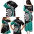 Personalised New Zealand Darts Family Matching Puletasi and Hawaiian Shirt Koru Tribal Tattoo and Silver Fern Maori Pattern Teal Color