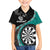 Personalised New Zealand Darts Family Matching Puletasi and Hawaiian Shirt Koru Tribal Tattoo and Silver Fern Maori Pattern Teal Color