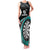 Personalised New Zealand Darts Family Matching Tank Maxi Dress and Hawaiian Shirt Koru Tribal Tattoo and Silver Fern Maori Pattern Teal Color