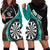 Personalised New Zealand Darts Hoodie Dress Koru Tribal Tattoo and Silver Fern Maori Pattern Teal Color