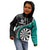 Personalised New Zealand Darts Kid Hoodie Koru Tribal Tattoo and Silver Fern Maori Pattern Teal Color