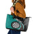 Personalised New Zealand Darts Leather Tote Bag Koru Tribal Tattoo and Silver Fern Maori Pattern Teal Color