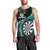 Personalised New Zealand Darts Men Tank Top Koru Tribal Tattoo and Silver Fern Maori Pattern Teal Color