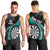 Personalised New Zealand Darts Men Tank Top Koru Tribal Tattoo and Silver Fern Maori Pattern Teal Color