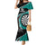 Personalised New Zealand Darts Mermaid Dress Koru Tribal Tattoo and Silver Fern Maori Pattern Teal Color