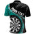 Personalised New Zealand Darts Polo Shirt Koru Tribal Tattoo and Silver Fern Maori Pattern Teal Color