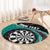 Personalised New Zealand Darts Round Carpet Koru Tribal Tattoo and Silver Fern Maori Pattern Teal Color