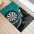 Personalised New Zealand Darts Rubber Doormat Koru Tribal Tattoo and Silver Fern Maori Pattern Teal Color