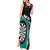 Personalised New Zealand Darts Tank Maxi Dress Koru Tribal Tattoo and Silver Fern Maori Pattern Teal Color